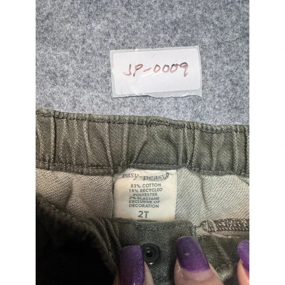Easy-Peasy Button Front Twill Pants 2T Olive Green Cotton Blend